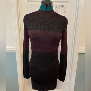 White House Black Market Tunic/ Sweater Dress, Purple/Black, Size Small …